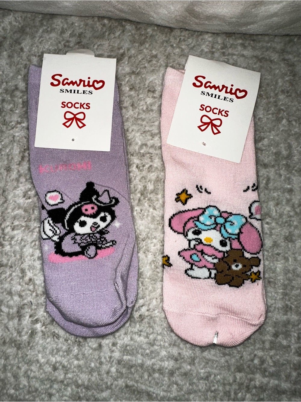 Adult Socks - Purple and Pink Character Pair